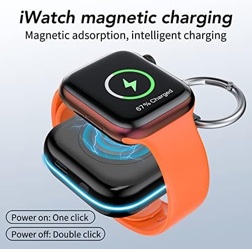 HUOTO Portable Charger for Apple Watch,Wireless Magnetic iWatch Charger 1200mAh Power Bank Travel Keychain Accessories Smart Chargers for Apple Watch Series 11/10/9/8/7/6/SE/5/4/3/2/1/UItra/UItra 2 - Image 4