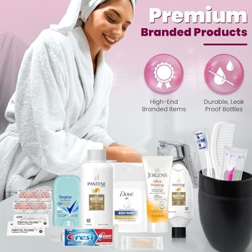 Trektote Toiletry Kit For Women, Featuring Top Brand Toiletries for Whole Body, TSA Compliant Travel Essentials with Shampoo, Conditioner, Lotion, Toiletry Bag & More, 15 Piece Set - Image 4