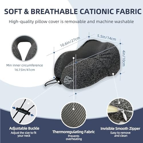 Travel Pillow with Extra Large Hood for Airplane Long Flights Privacy and Comfort Memory Foam with Skin-Friendly Cover for Road Trip Head&Neck Support for Plane Office Cars Sleeping & Rest (Grey) - Image 6