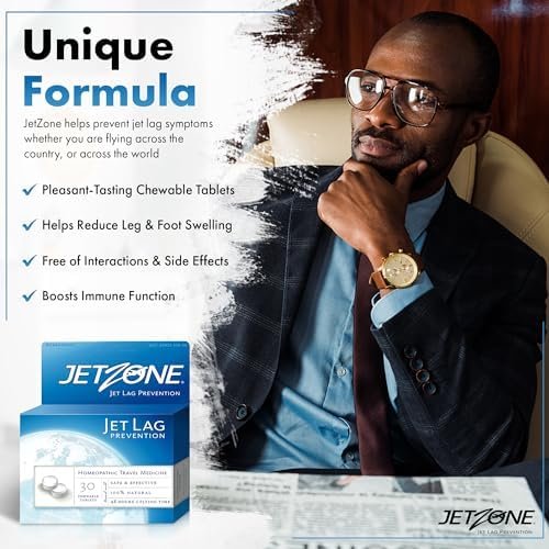 JetZone Jet Lag Remedy - Homeopathic Travel Aid – Trusted for Over 15 Years - Immune Health – Circadian Rhythm - Fatigue – Exhaustion – Tired - Can't Sleep – Good for 48hrs Flying Time - 30 Chewables - Image 9