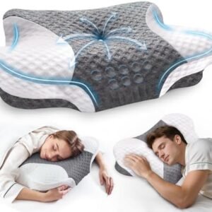 Cervical Neck Pillows with Memory Foam - Neck Pillows for Pain Relief Contour Memory Foam Pillows Ergonomic Neck Support - Adjustable Orthopedic Bed Pillows with Breathable Pillowcase for Sleeping