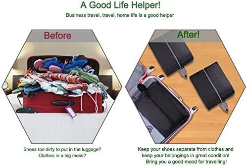 YAMIU Travel Shoe Bags Set of 4 Waterproof Nylon with Zipper for Men & Women, Black - Image 7