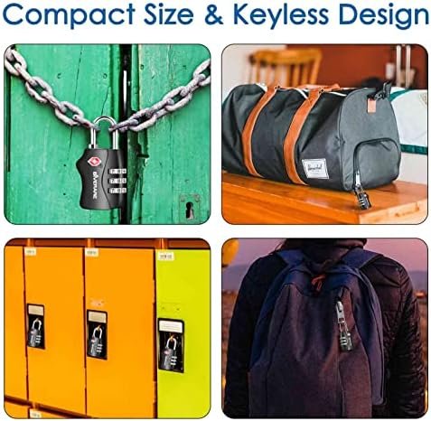 2 Pack TSA Approved Travel Luggage Locks, Combination Lock Keyless, 3-Digit Padlocks, Travel Sentry Accepted Compatible Padlock for Gym Locker, Golf Bag Case, Backpack, Black-by GIVERARE - Image 8