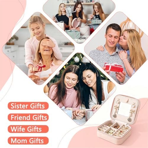 Travel Jewelry Case and Organizer with Mirror,Portable Mini Storage Box for Rings, Earrings, Necklaces, Gift for Mother Mom, Girl, Daughter, Sisters, Bridesmaids, Mother's Day Gift - Image 7