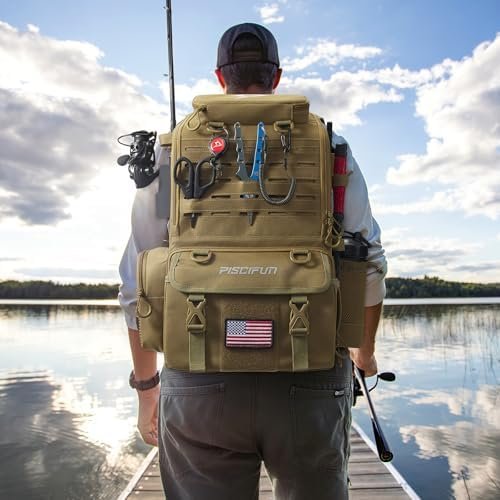 Piscifun 52L Fishing Tackle Backpack with Rod Holders & 4 Tackle Boxes, Large Tackle Bag for Gear Storage with Rain Cover - Image 2