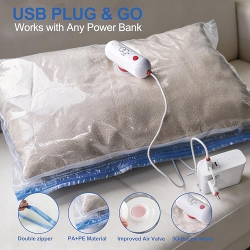 VMstr 12 Pack Travel Vacuum Storage Bags with USB Electric Pump, Compression Bags for Travel, Space Saver for Clothes and Clothing - Image 5