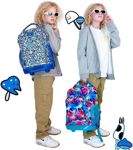 J World Sunny Rolling Backpack for Kids. Roller Bag With Wheels, Tie Dye - Image 8
