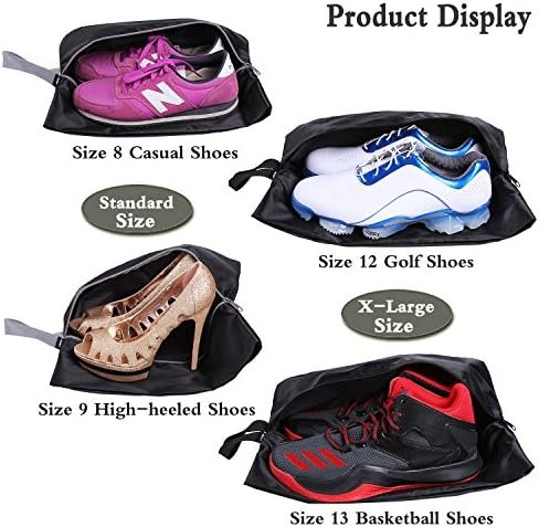 YAMIU Travel Shoe Bags Set of 4 Waterproof Nylon with Zipper for Men & Women, Black - Image 5