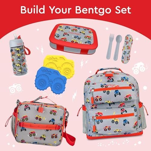 Bentgo Kids Prints Leak-Proof, 5-Compartment Bento-Style Kids Lunch Box - Ideal Portion Sizes for Ages 3-7, Durable, Drop-Proof, Dishwasher Safe, & PFAS & BPA-Free Materials (Trucks) - Image 6