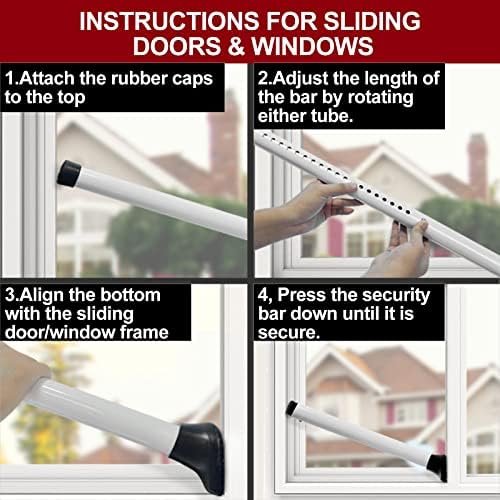 AceMining Upgraded Door Security Bar & Sliding Patio Bar, Heavy Duty Stoppers Adjustable Jammer for Home, Apartment, Travel (2 Pack,White) - Image 9