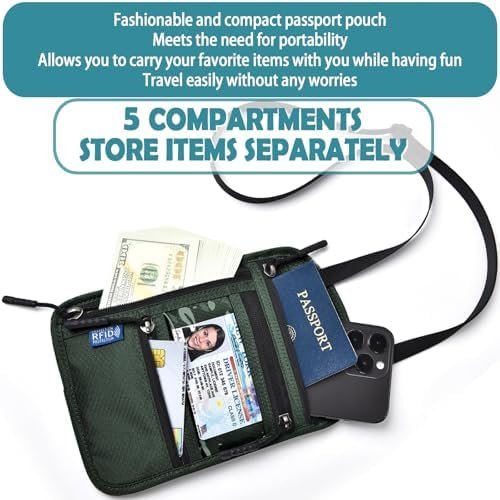 RFID Blocking Travel Neck Wallet–Hidden Passport Holder & Anti-Theft Money Pouch for Men & Women, Lightweight Concealed Travel Organizer with Adjustable Strap Secure Document - Image 4