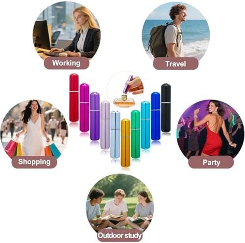 Perfume Travel Refillable Atomizer, 10Pcs Mini Perfume Atomizer Refillables, Scent Pump Case, Small Perfume Spray (5ml) - Image 7