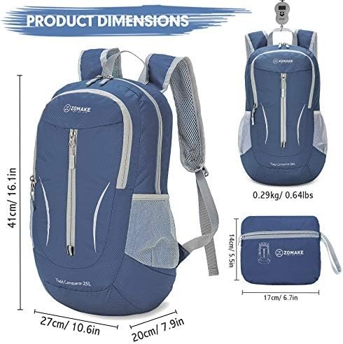 ZOMAKE Ultra Lightweight Packable Backpack 25L - Foldable Hiking Backpacks Water Resistant Small Folding Daypack for Travel(Navy Blue) - Image 2