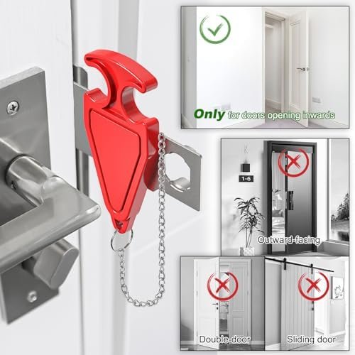 3rd Gen Portable Door Lock - Hotel Door Locks for Travelers Security, Travel Lock for Apartment/Dorm/Home - Extra Safety & Privacy Protection Device - Image 4