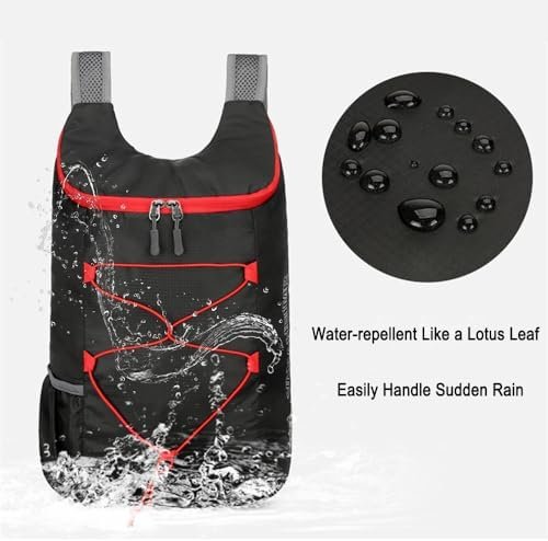 Lightweight and Thin Foldable Backpack, Climbing Bag, Hiking Daypack,15L Waterproof Travel Packable Rucksack (Black) - Image 4