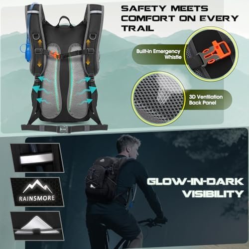 Hydration Backpack with Water Bladder, 18L Lightweight Hiking Backpack for Women&Men Small Insulated Hydration Water Pack for Hiking, Running, Cycling, Biking - Image 7