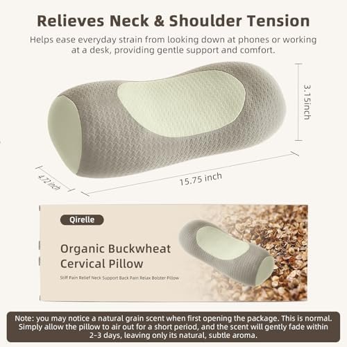 Organic Buckwheat Cervical Neck Pillow – Adjustable Neck Roll for Sleeping, Ergonomic Neck Support Bolster for Side & Back Sleepers, Pillow for Neck Pain Relief and Spine Alignment - Image 7