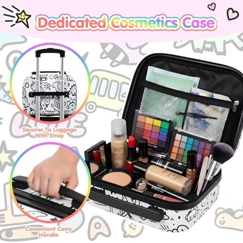 smilesun 2PCS Kids Luggage Set with DIY Coloring, 14" & 20" Lightweight Travel Carry On Suitcase with Spinner Wheels, TSA Lock - Image 5