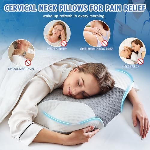 Cervical Neck Pillows with Memory Foam - Neck Pillows for Pain Relief Contour Memory Foam Pillows Ergonomic Neck Support - Adjustable Orthopedic Bed Pillows with Breathable Pillowcase for Sleeping - Image 6