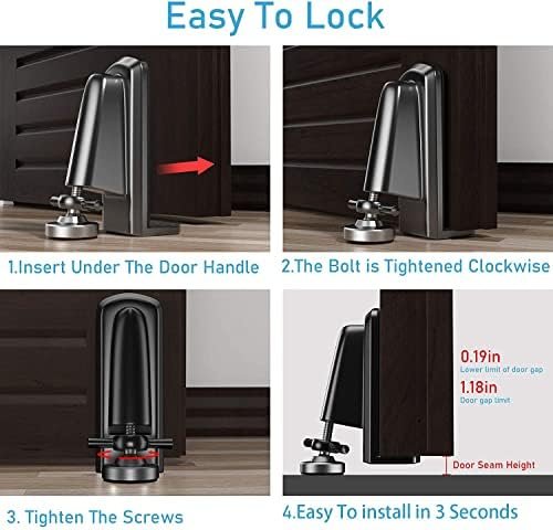 Door Jammer Door Stopper, Portable Door Security Lock for Travel/Apartment/Safety Self Defense/Personal Protection, Aluminum Alloy Anti-Slip Door Lockdown Security Device (Red) - Image 6