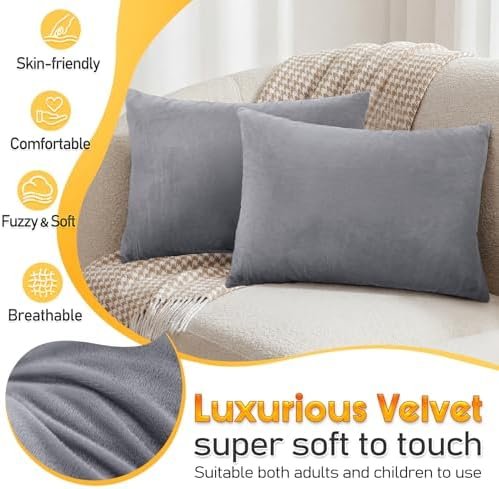 2 Pack Small Pillow, 16 X 12 Inches, Memory Foam Mini Pillow for Travel, Camping, Sleeping, Nap and Neck, Knee, Lumbar Support, Tiny Cushion for Pet, Dogs (Grey) - Image 4