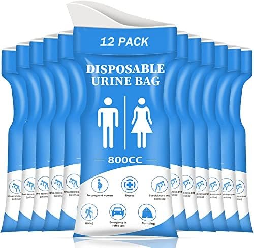 DIBBATU Disposable Urine Bag, 12/24 PCS Pee Bags for Travel for Women/Men, 800ML Emergency Portable Urinal Bag and Vomit Bags, Unisex Urinal Bag for Camping, Traffic Jams, Pregnant, Patient