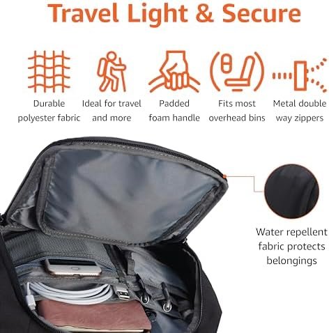 Amazon Basics Travel Laptop Backpack for 15.6 inch Laptop, Black - Image 3