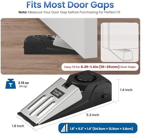 HOSOM 2 Pack Door Stop Alarm for Home & Travel Safety, 120dB Loud Siren Door Stoppers Security Device, Portable Anti-Slip Door Stop Wedge for Apartment, Hotel, Great for Travelers - Image 2