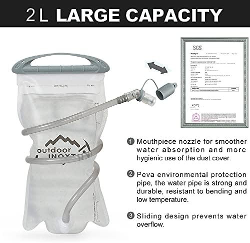 INOXTO Small Hiking Backpack with 2L Water Bladder and Rain Cover, 25L Hydration Backpack Hiking Daypack (Orange blue) - Image 5