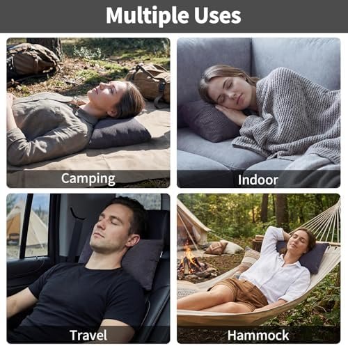 MOON LENCE Camping Pillows 2 Pack, Compressible Camp Pillow with Washable Cover & Carry Bag, Plush Filled Backpacking Pillow for Hiking, Travel, Sleeping 12"x16" Grey - Image 5