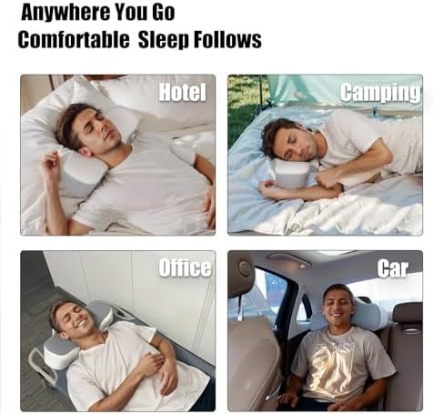 Bespilow Travel Pillow for Sleeping,Cervical Neck Support Pillow for Neck Pain Relief,Lightweight Ergonomic Memory Foam Camping Pillow,Portable Contour Pillows w/Travel Storage Bag,Cooling Cover - Image 7