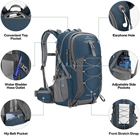 Maelstrom Hiking Backpack,Camping Backpack,40L Waterproof Hiking Daypack with Rain Cover,Lightweight Travel Backpack,Blue - Image 3