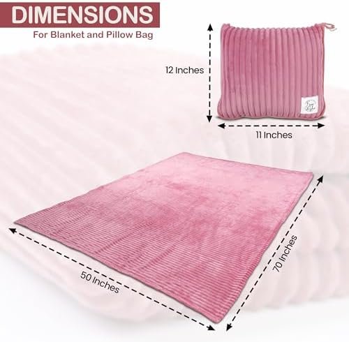 Premium Travel blanket pillow - XL 50"x70" | 2 in 1 Travel Blanket Airplane Compact with Bag having Hand Luggage Sleeve & Backpack Clip | Roadtrip, Hiking and long flight must haves | Airplane Comfort - Image 6