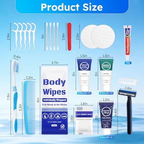 Travel Hygiene Kit Personal Toiletries Bulk, Disposable Homeless Care Package Supplies, Men Toiletry Set Cleaning Essentials Individually Wrapped for Camping, Travel, Relief, Charity (11-in-1, 20) - Image 2