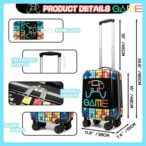 Kid’s Luggage Set 5 Piece Suitcase Set 16’’ Hardside Luggage with Spinner Wheels Girls Boys Carry on Luggage Travel Rolling Luggage Airline Approved - Image 2