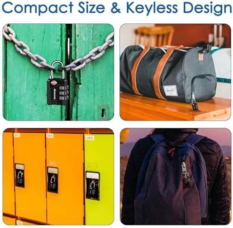 2 Pack TSA Approved Travel Luggage Locks, Metal Combination Lock, Alloy Keyless 3-Digit Padlocks, TSA Accepted Compatible Padlock for Gym Locker, Golf Bag Case, Backpack, Black-by GIVERARE - Image 7