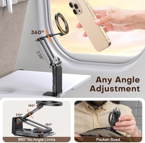 OMOTON TP02 360°Rotating for MagSafe Tripod, Adjustable Aluminum Magnetic Phone Tripod for iPhone 17/16/15/14 Pro Max Air, Foldable Cell Phone Stand Fits Vlog, Gym, Travel Essentials Accessories - Image 5