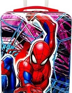 Fast Forward Kids Licensed Hard-Side 20” Spinner Luggage Lightweight Carry-On Suitcase (Spiderman - 1)