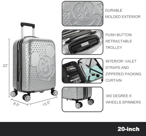Disney Elevated Mickey Mouse Head Gray 22" Rolling Luggage - Image 5