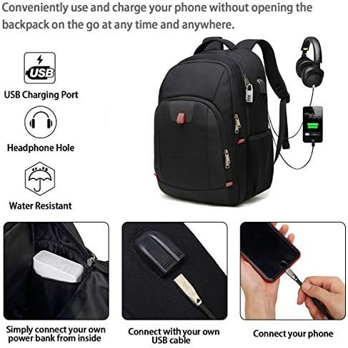Della Gao Laptop Backpack for Men, Large Anti-Theft Business Travel Backpack with USB Charging Port, Water Resistant College Computer Bag for Men/Women for 17 Inch Laptop and Notebook - Image 3
