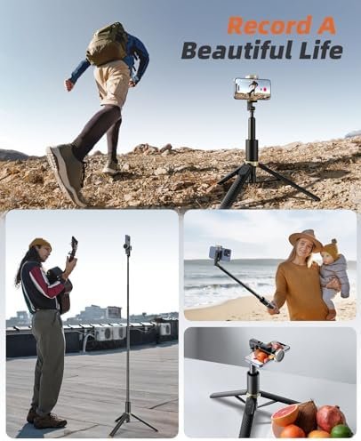 Phone Tripod & Selfie Stick with Remote, Portable, Lightweight for Video Recording Vlog, Extendable Travel Tripod Stand Compatible with iPhone Android, Black, 62" - Image 7