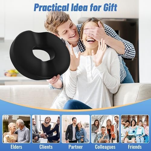 Donut Pillow Seat Cushion Chair Pad for Tailbone Pain Relief and Hemorrhoids, Memory Foam Seat Chair Cushion for Postpartum Pregnancy, Seat Cushions for Men and Women for Home & Office, (Black) - Image 7