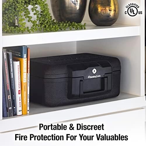 SentrySafe Fireproof Money Safe with Key Lock, Black Lock Box with Portable Carrying Handle for Travel, Exterior: 14.3 in. W x 11.2 in. D x 6.1 in H, 1200 - Image 2
