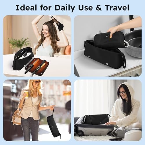 MOKURA Hot Hair Tools Travel Bag with Heat Resistant Mat Removable, Hair Accessories Organizer Case, Women Travel Essentials, Storage Pouch for Curling Iron Straightener Flat Iron Hair Dryer, Black - Image 5