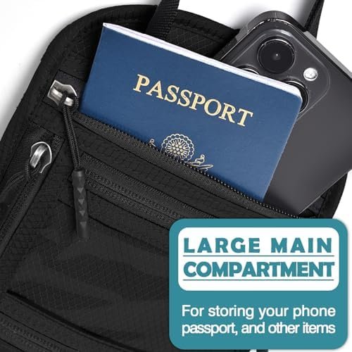 RFID Blocking Travel Neck Wallet–Hidden Passport Holder & Anti-Theft Money Pouch for Men & Women, Lightweight Concealed Travel Organizer with Adjustable Strap Secure Document - Image 7