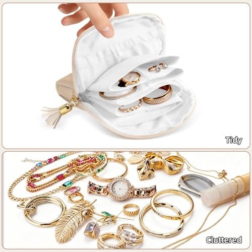 ZLFSRQ Travel Jewelry Case Organizer Small Jewelry Pouch Bag Mini Travel Jewellery Box Portable Jewellery Organizer Storage Bag with Zipper Jewels Pouches for Bracelet Rings Earring for Women - Image 5
