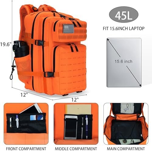 Military Tactical Backpack 45L/25L 3 Day Assault Pack Molle Daypack Hiking Backpack for Men and Women - Image 2