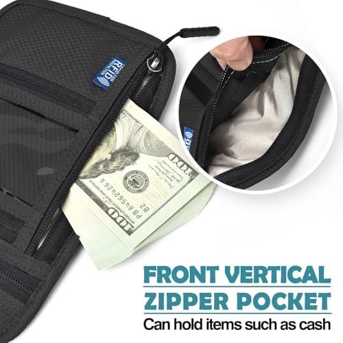 RFID Blocking Travel Neck Wallet–Hidden Passport Holder & Anti-Theft Money Pouch for Men & Women, Lightweight Concealed Travel Organizer with Adjustable Strap Secure Document - Image 5