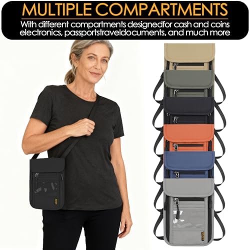 Travel Neck Wallet RFID Blocking – Hidden Passport Holder & Anti-Theft Money Pouch for Men & Women, Lightweight Concealed Undergarment Organizer with Adjustable Strap, Secure Document Holder - Image 7