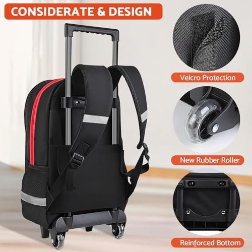 Boys Rolling Backpack for Kids - Gamer Kids Rolling Backpack with Wheels for Elementary Middle School - Roller School Bookbag,HFHTDC Wheeled Travel Bag for Boys Aged 6-18 - Image 5
